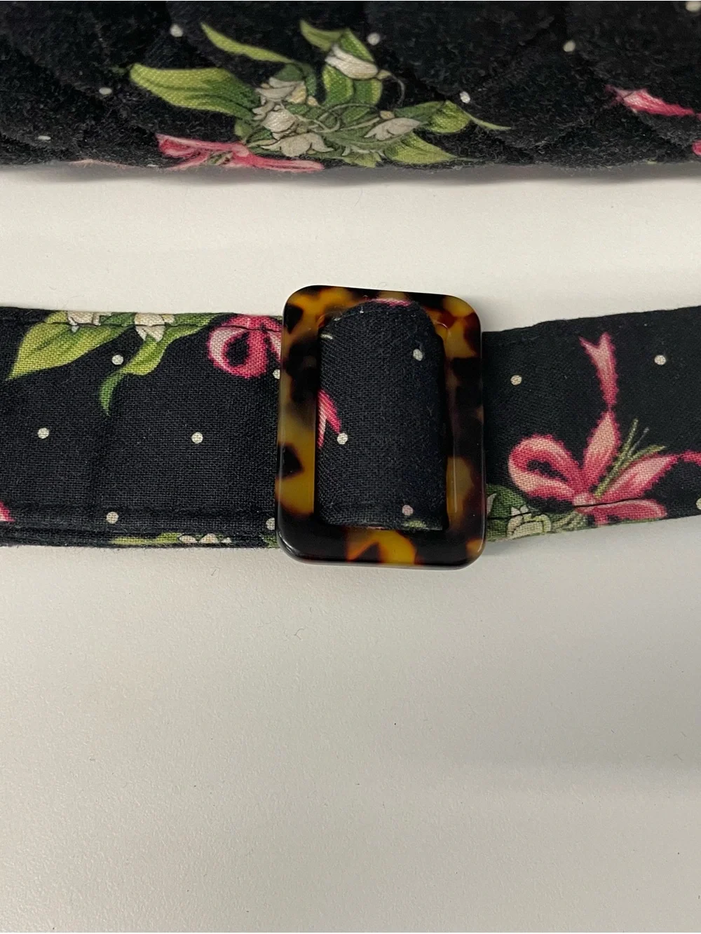 Vera Bradley Black Quilted Cosmetic Bag with Pink Ribbon Floral Print